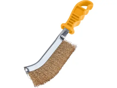 kartáč ocelový pomosazený, plastová rukojeť, 240mm