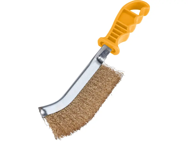 kartáč ocelový pomosazený, plastová rukojeť, 240mm