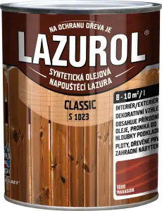 Lazurol Classic S1023 tenkovrstvá lazura na dřevo s obsahem olejů, 0080 mahagon, 750 ml