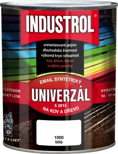 Industrol S2013 univerzál lesk vrchní barva na kov a dřevo, 1000 bílá, 750 ml
