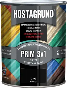 Hostagrund Prim 3v1 S2177 základní i vrchní barva na kov, 0199 černá, 600 ml