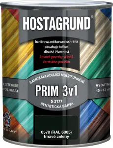 Hostagrund Prim 3v1 S2177 základní i vrchní barva na kov, 0570 zelená, 600 ml