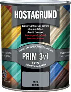 Hostagrund Prim 3v1 S2177 základní i vrchní barva na kov, 0912 hliník, 600 ml Hostagrund Prim 3v1 S2177 základní i vrchní barva na kov, 0912 hliník, 600 ml