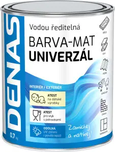 DENAS UNIVERZÁL-MAT vrchní barva na dřevo, kov a beton, 0100 bílá, 700 g