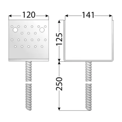PSS 140 Patka sloupku 141x125x120x4,0