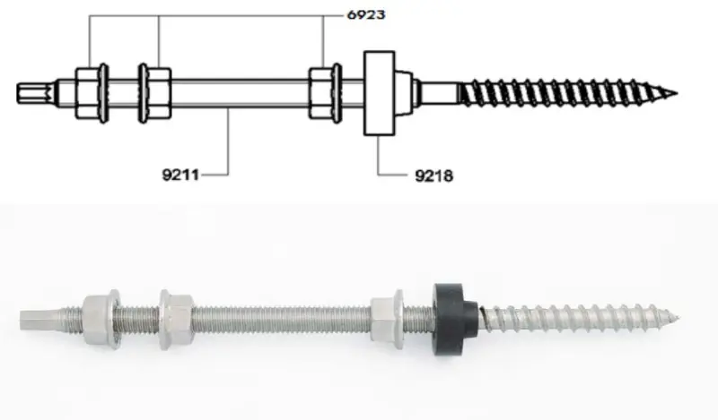 Art. 908222 A2 M 10x180 SW 7 montovaný šroub kombinovaný s DIN 6923 + EPDM
