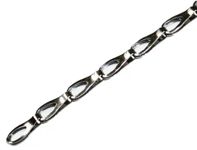 Řetěz patentní 1,3 mm mosaz poniklovaná - 25m/balení