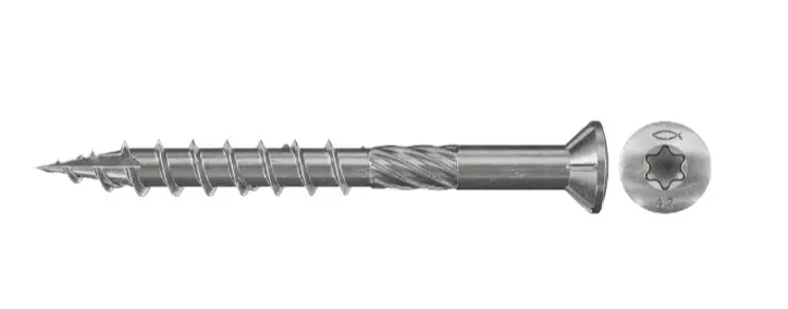 fischer vrut pro terasy 5 x 60 zápustná hlava nerez A2 částečný závit drážka TX