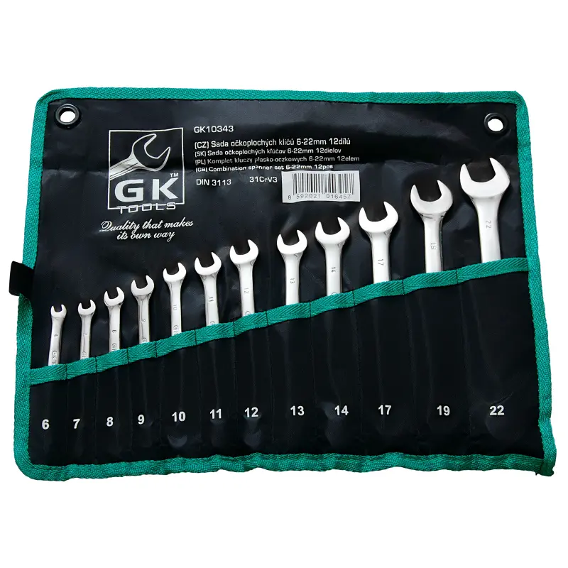 Sada očkoplochých klíčů 6-22 mm chrom 12 dílů - textilní obal