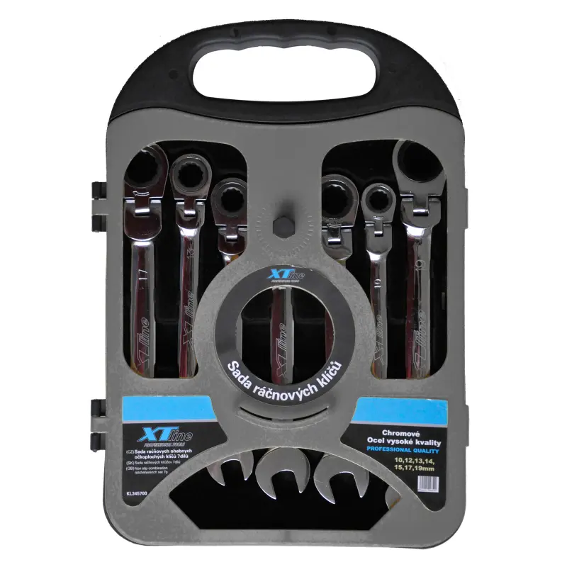 Sada očkoplochých ráčnových klíčů kloubových 10-19 mm chrom 7 dílů Sada očkoplochých ráčnových klíčů kloubových 10-19 mm chrom 7 dílů