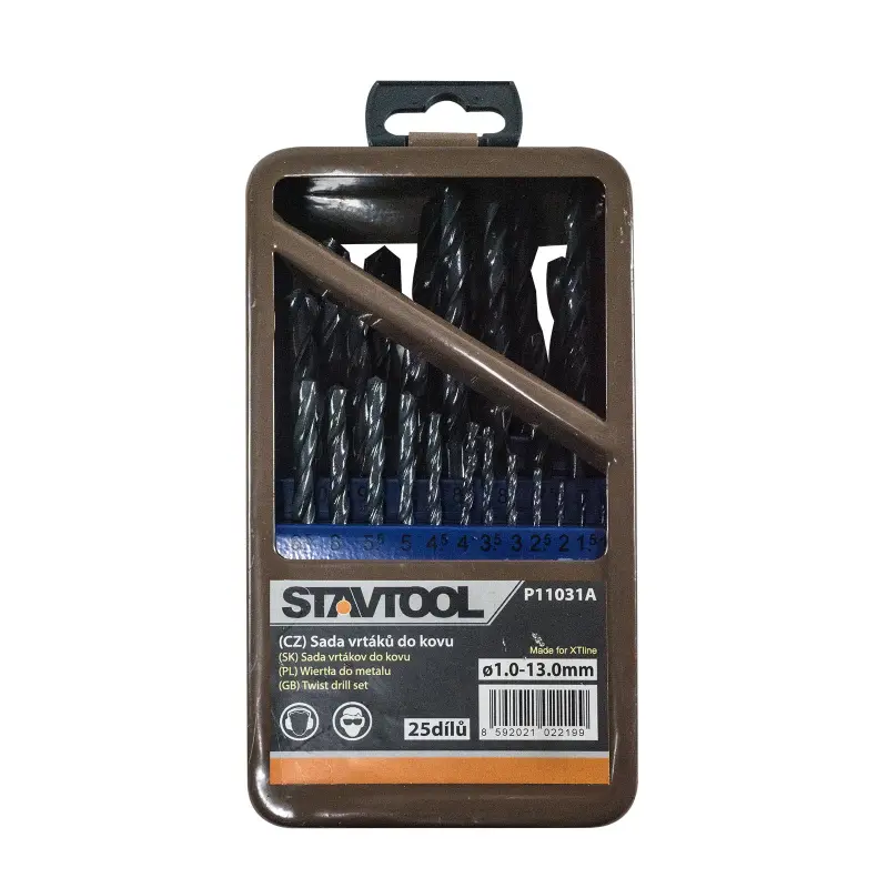 Sada vrtáků do kovu HSS - kovový obal | 1-13 mm 25 dílů