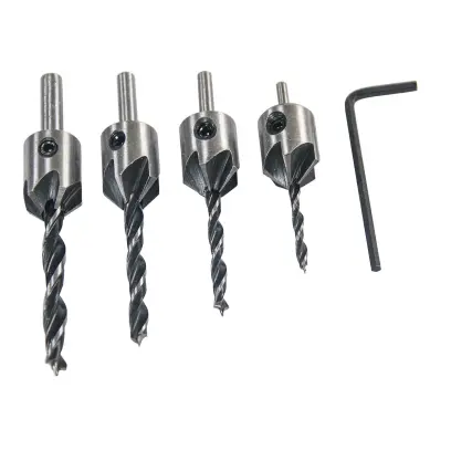 Sada vrtáků do dřeva se záhlubníkem 4 díly - dřevěný obal