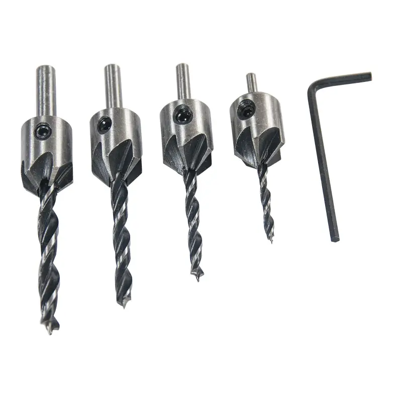 Sada vrtáků do dřeva se záhlubníkem 4 díly - dřevěný obal