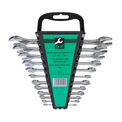 Sada plochých klíčů 6-32 mm chrom 12 dílů - plastový držák