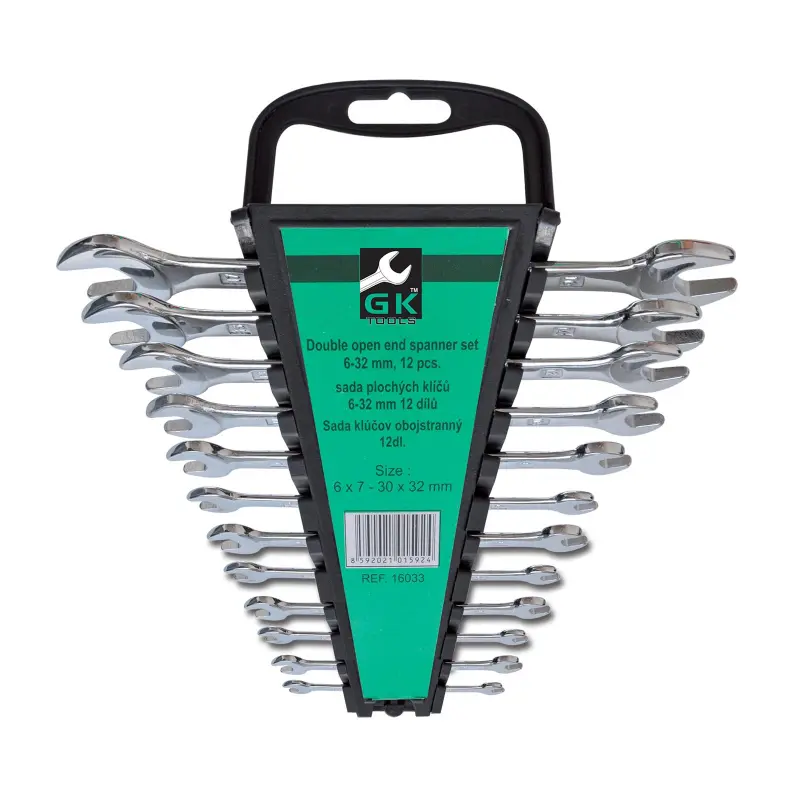 Sada plochých klíčů 6-32 mm chrom 12 dílů - plastový držák