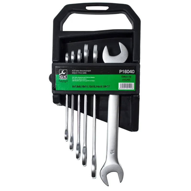 Sada plochých klíčů 6-17 mm matné 6 dílů - plastový držák Sada plochých klíčů 6-17 mm matné 6 dílů - plastový držák