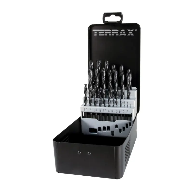 Sada vrtáků do kovu Terrax - kovový obal | 1-13 mm 25 dílů Sada vrtáků do kovu Terrax - kovový obal | 1-13 mm 25 dílů