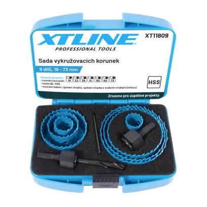 Sada vykružovacích korunek 19-73 mm 9 dílů - plastový obal