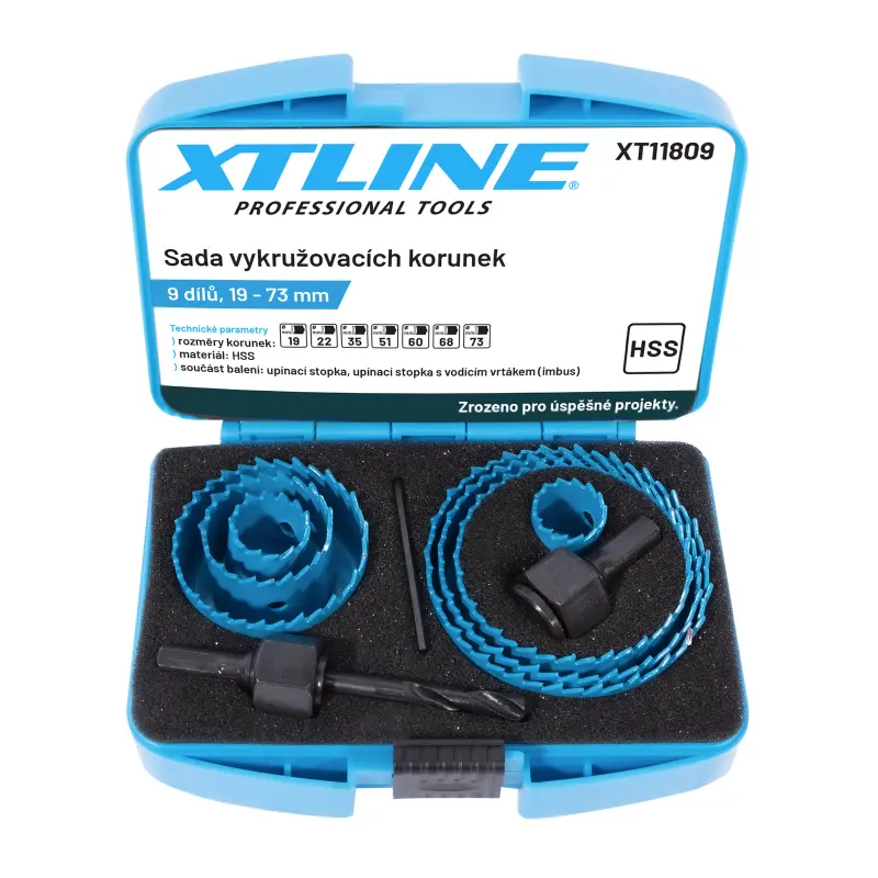 Sada vykružovacích korunek 19-73 mm 9 dílů - plastový obal