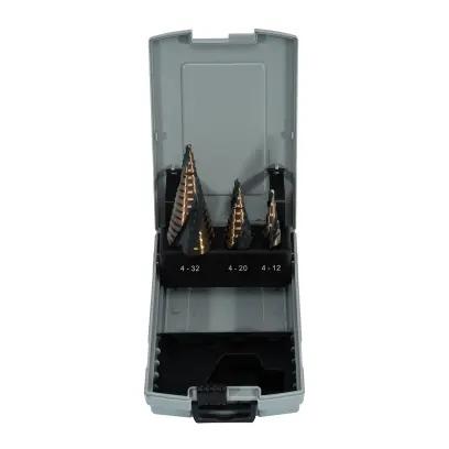 Sada stupňovitých vrtáků 4-32 mm HSS TiN-TiAIN 3 díly