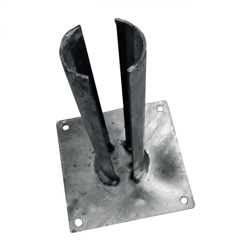 Patka Zn k montáži kulatého sloupku branky / brány na betonový základ Ø 76 mm