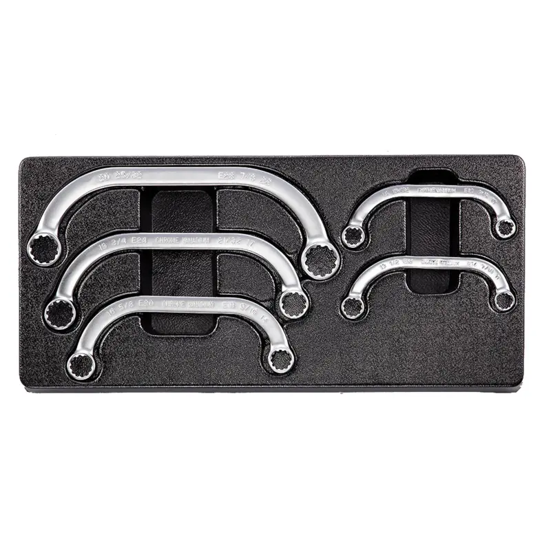 Sada očkových zahnutých klíčů 5 dílů, plastové plato B