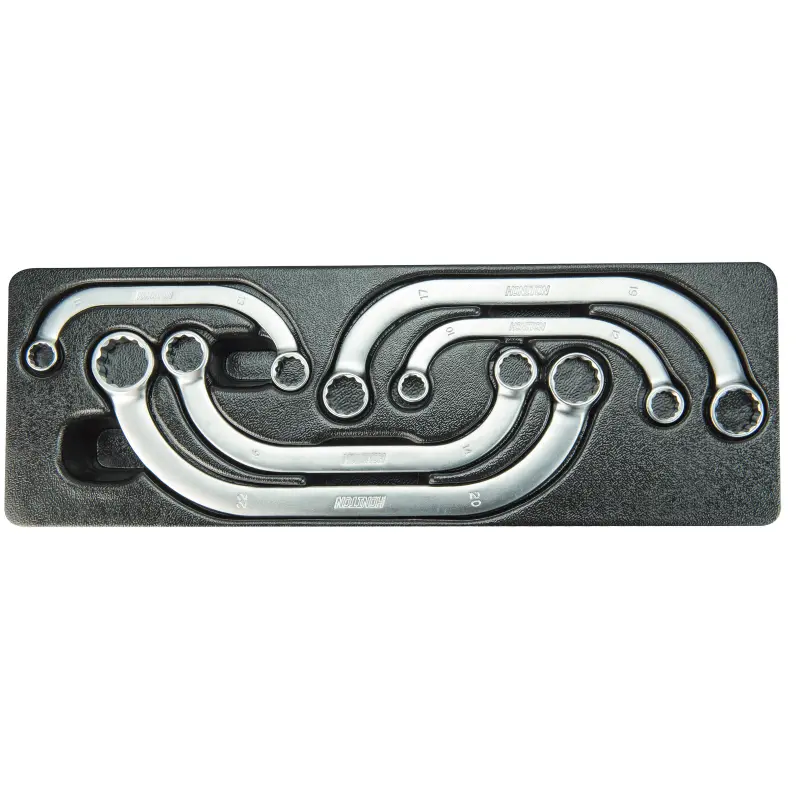 Sada očkových zahnutých klíčů 5 dílů - matných, plastové plato A