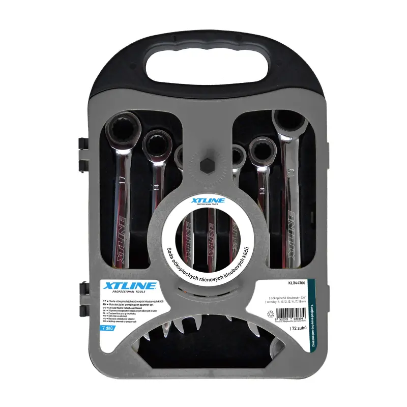 Sada ráčnových klíčů 8-19 mm 72 zubů chrom 7 dílů