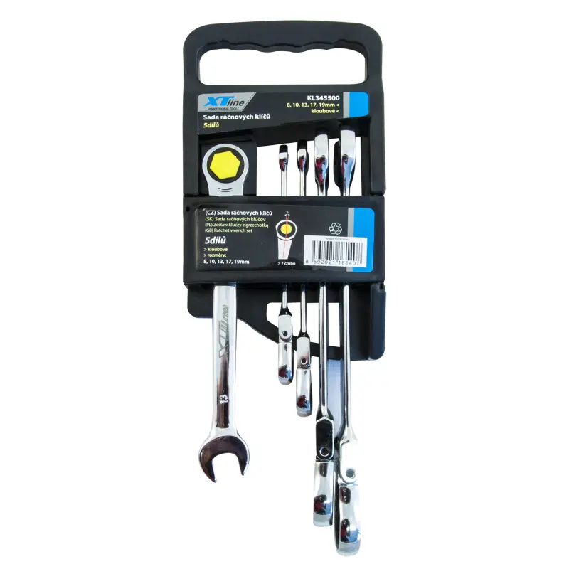 Sada ráčnových klíčů kloubových 8-19 mm 72 zubů 5 dílů