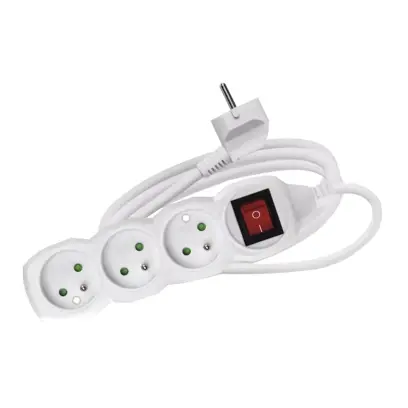 Prodlužovací kabel bílý 3 zásuvky s vypínačem | 3 m