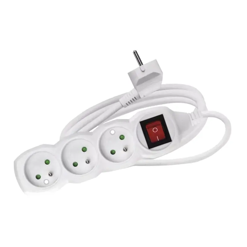 Prodlužovací kabel bílý 3 zásuvky s vypínačem | 3 m