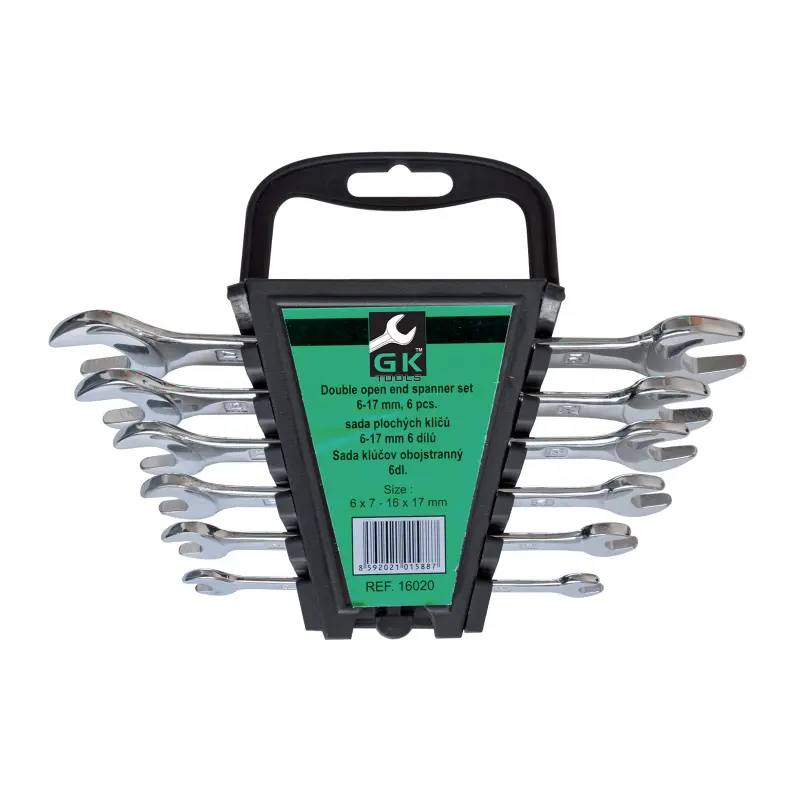 Sada plochých klíčů 6-17 mm chrom 6 dílů - plastový držák Sada plochých klíčů 6-17 mm chrom 6 dílů - plastový držák