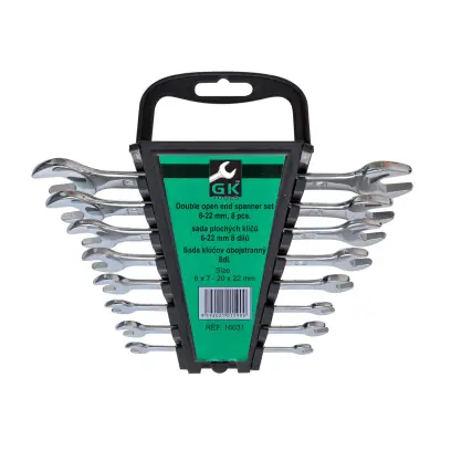 Sada plochých klíčů 6-22 mm chrom 8 dílů - plastový držák