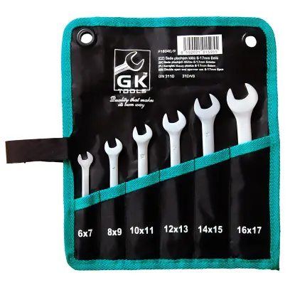 Sada plochých klíčů 6-17 mm matné 6 dílů - textilní obal