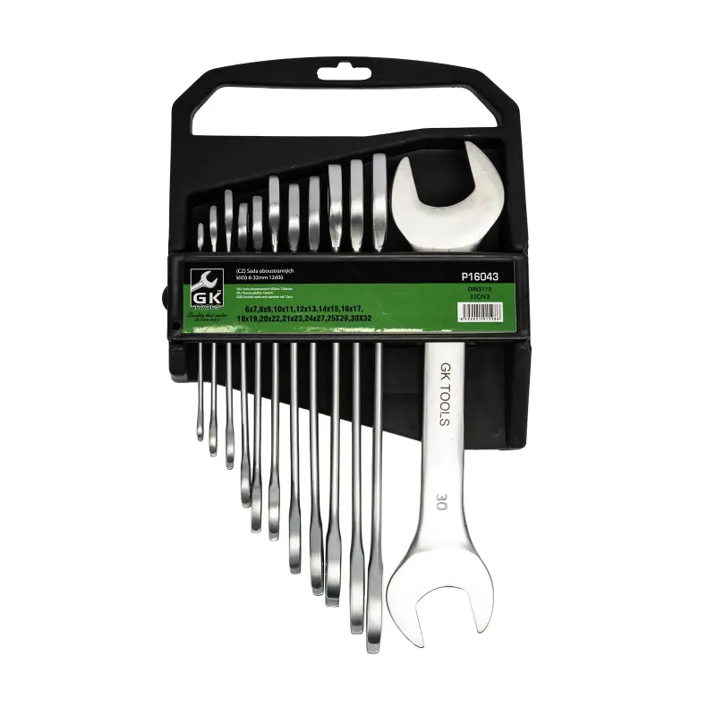 Sada plochých klíčů 6-32 mm matné 12 dílů - plastový držák