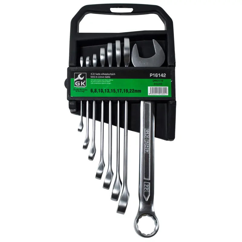 Sada očkoplochých klíčů 6-22 mm matné 8 dílů (P16142) Sada očkoplochých klíčů 6-22 mm matné 8 dílů (P16142)