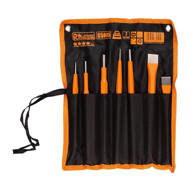 Sada sekáčů a důlčiků 7 dílů - textilní obal