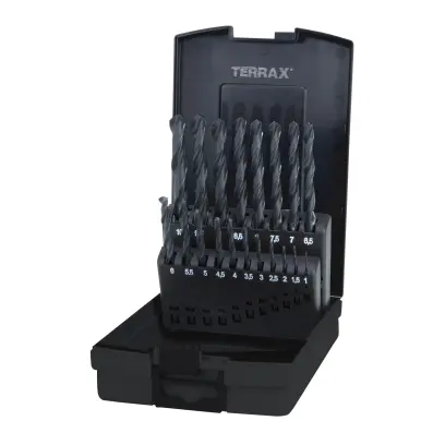 Sada vrtáků do kovu Terrax - plastový obal | 1-10 mm 19 dílů