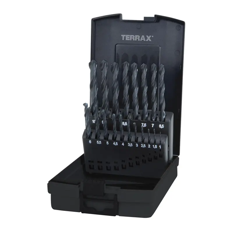 Sada vrtáků do kovu Terrax - plastový obal | 1-10 mm 19 dílů