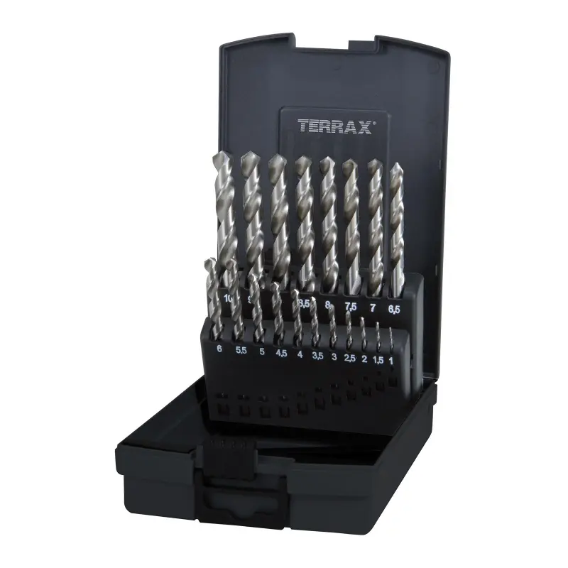 Sada vrtáků do kovu vybrušované Terrax - plastový obal | 1,5-10 mm 19 dílů