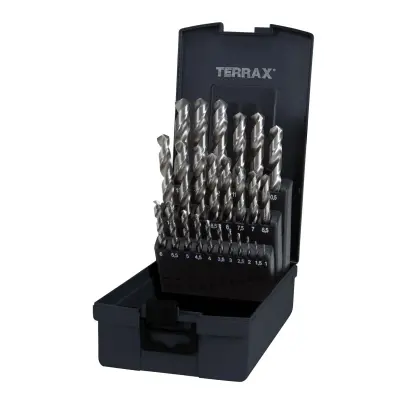 Sada vrtáků do kovu vybrušované Terrax - plastový obal | 1,5-13 mm 25 dílů
