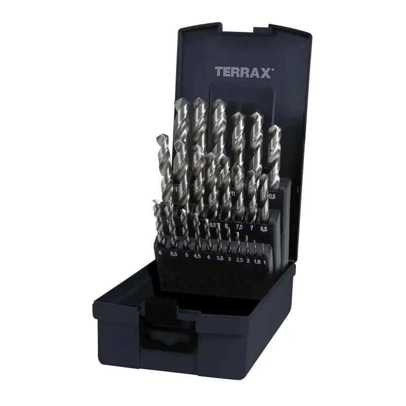 Sada vrtáků do kovu vybrušované Terrax - plastový obal | 1,5-13 mm 25 dílů