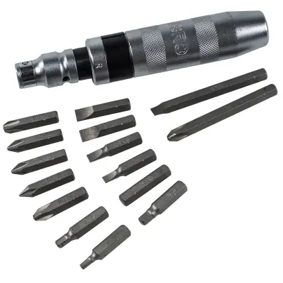 Úderový šroubovák celokovový + bity S2 16 dílů