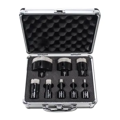 Sada diamantových vykružovacích korunek 6-68 mm 8 dílů - hliníkový obal