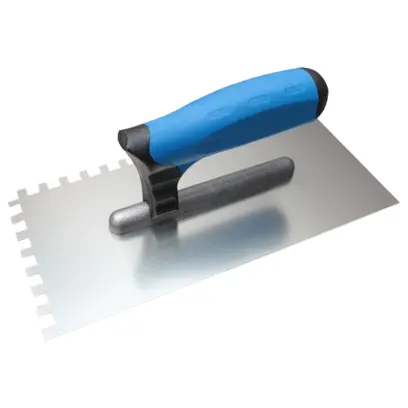 Hladítko nerezové zubové softgrip | 270x130 mm, zub 4x4 mm