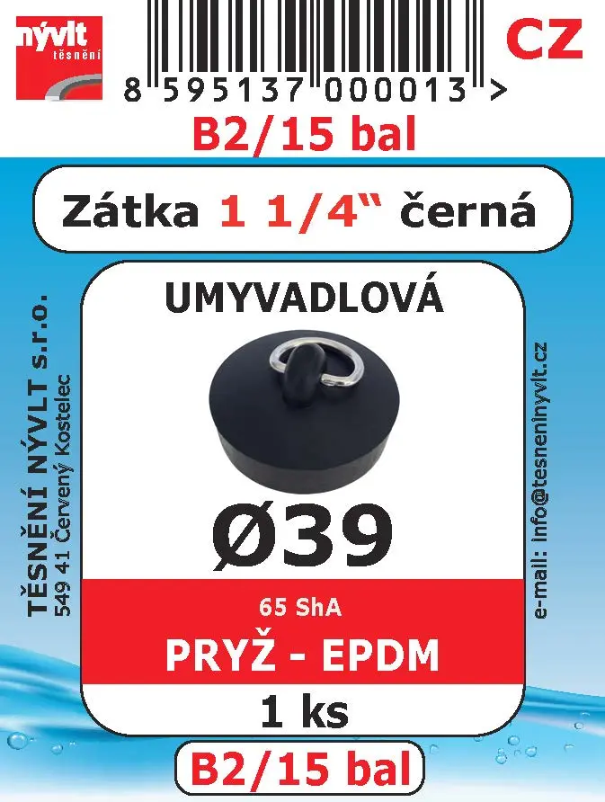 B2/15BAL SADA zátka 1/1/4 umyvadlová pryž ČERNÁ B2/15BAL SADA zátka 1/1/4 umyvadlová pryž ČERNÁ