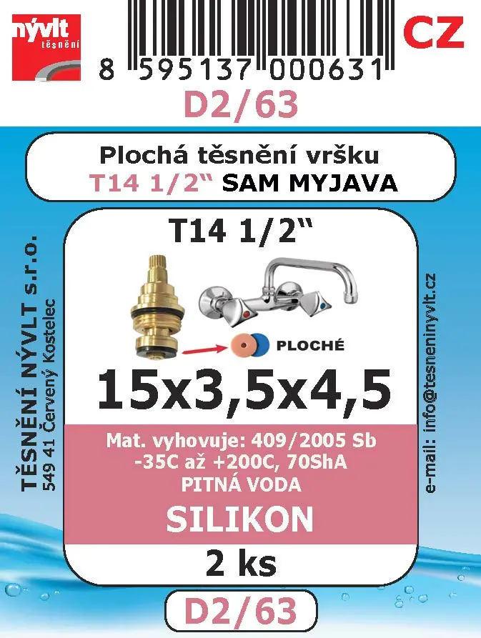 D2/63 SADA 1/2 těsnění do sedel vršků ploché MVQ silikon 2ks D2/63 SADA 1/2 těsnění do sedel vršků ploché MVQ silikon 2ks