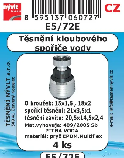 E5/72E SADA těsnění do spořiče vody s kloubem 4ks