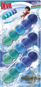 Dr. Devil WC Bicolor 5ball polar aqua závěsný WC blok, 3× 35 g Dr. Devil WC Bicolor 5ball polar aqua závěsný WC blok, 3× 35 g