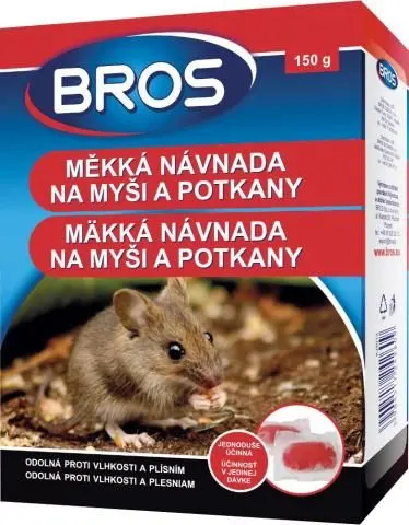 BROS rodenticid měkká návnada na myši a potkany 150g